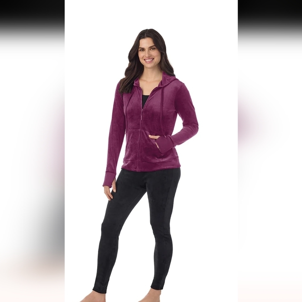 Cuddl Duds Fuchsia Plush Hoodie Size S
